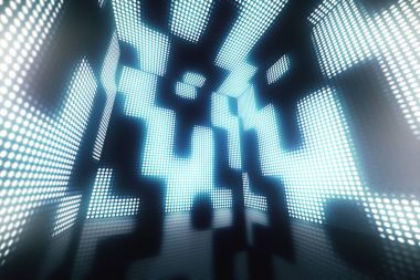 Duvarlarda glitter ve titreme noktalı döndürme büyülü ve renkli kutusunun animasyon. 3D çizim