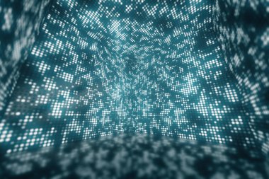 Döndür kutusunu duvarlarda glitter ve titreme noktalı büyülü ve renkli. 3D çizim