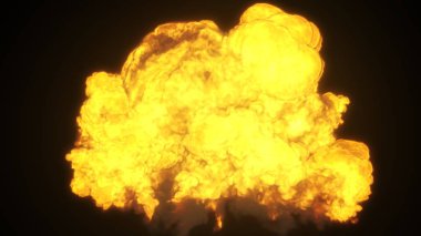Bir siyah arka plan 3d çizim üzerinde gerçekçi ateşli patlama