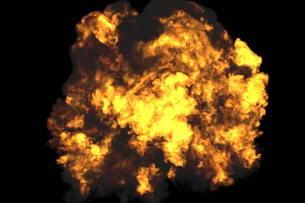 Realistic fiery explosion over a black background 3d illustration — Stock Photo, Image