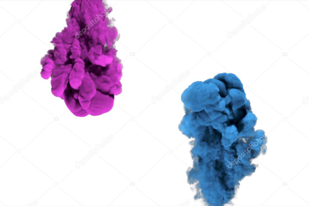 Inky colorful cloud moves in slow motion under the water 3d illustration