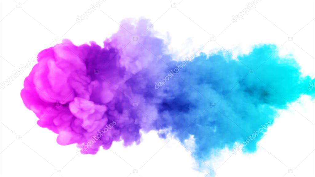 Inky colorful cloud moves in slow motion under the water 3d illustration