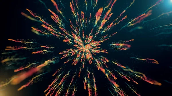 3D illustratie van kleur poeder explosie op zwarte achtergrond — Stockfoto