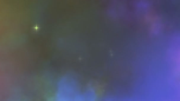 Полет в разноцветной космической туманности — стоковое видео