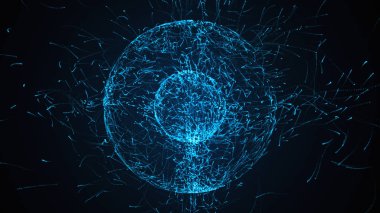 Küre ile arka plan şekilleri loopable soyut parçacıklar ağır gürültü deplasman kuvvet 3d çizim tarafından deforme