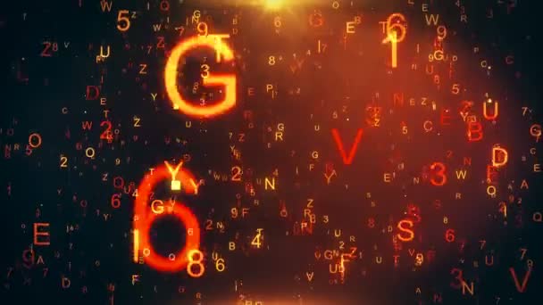 Technological background with flying letters and figures — Stock Video