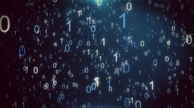 İkili bir parçacık yağmuru featuring animasyonlu arka plan numaraları matris efekti simüle düşüyor. 3D çizim