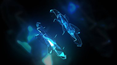 Müzik soyut kristal için dönüştürme yüzey 3d çizim
