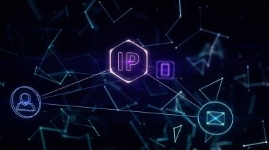 Üç boyutlu ağ topolojisi infographics IP adresleri 3d çizim ile