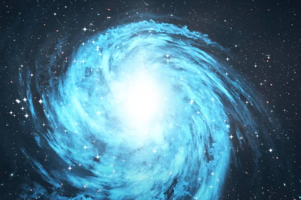 Обертається спіральна галактика з зірками в космічному просторі 3d ілюстрація — стокове фото