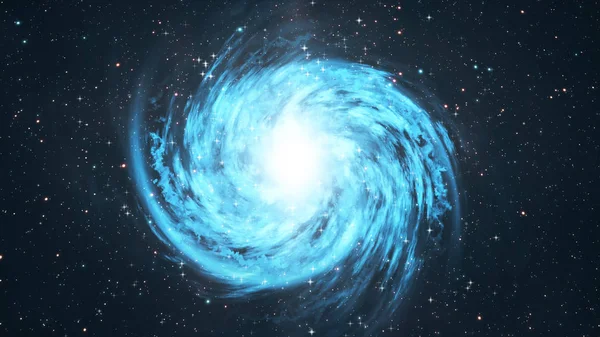 Обертається спіральна галактика з зірками в космічному просторі 3d ілюстрація — стокове фото