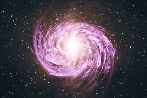 Roterande spiralgalax med stjärnor i yttre rymden 3d illustration — Stockfoto