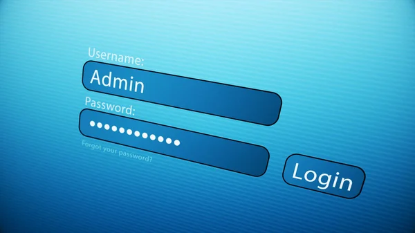 Typing an username and password on the web page. Close Up of the web page with login empty form for type an username and password. 3d illustration