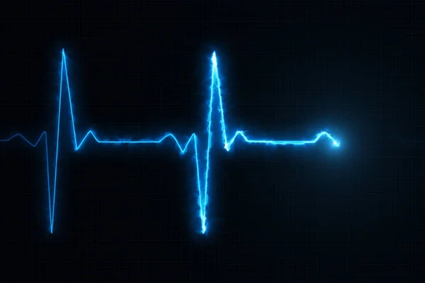 Puls kardiograf Oscyloskop niebieski ekran tła ilustracji — Zdjęcie stockowe