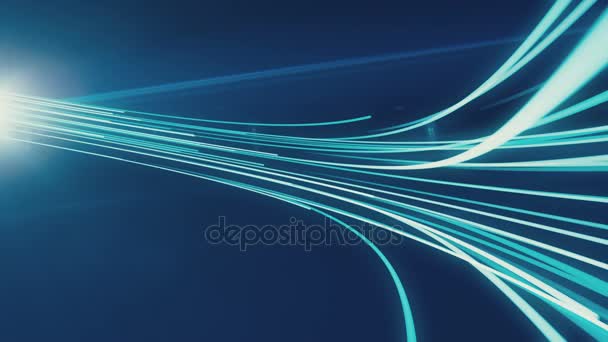 Seamless abstract background with animation moving of lines for fiber optic network — Stock Video