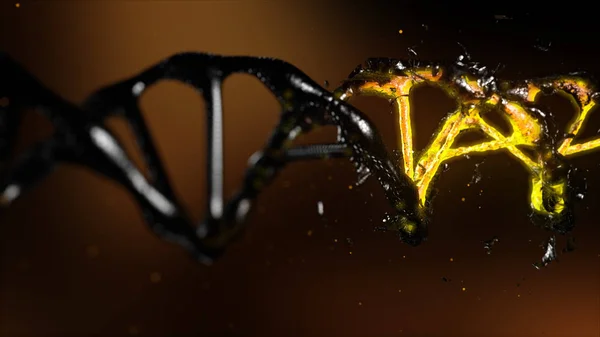 Destrucción del ADN en el espacio tridimensional 3d ilustración —  Fotos de Stock