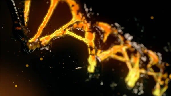 Разрушение ДНК в трехмерном пространстве 3D иллюстрация — стоковое фото