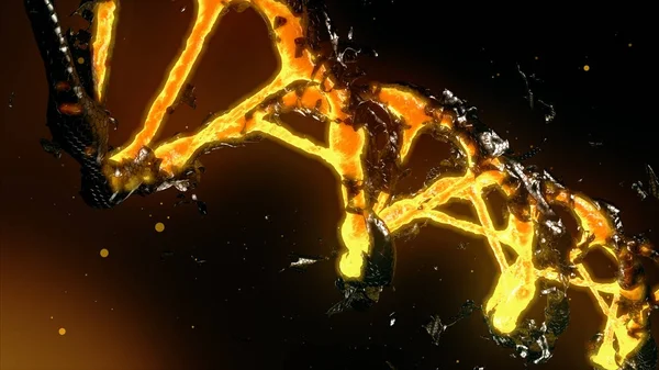 Destruction de l'ADN dans l'espace tridimensionnel Illustration 3D — Photo