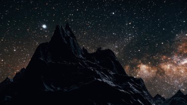 Yıldız Samanyolu gecenin dağlar 3d resimde yukarıda. Nasa tarafından döşenmiş bu görüntü unsurları