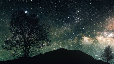 Zaman atlamalı bir yıldızlı gece 3d şekil. Nasa tarafından döşenmiş bu görüntü unsurları