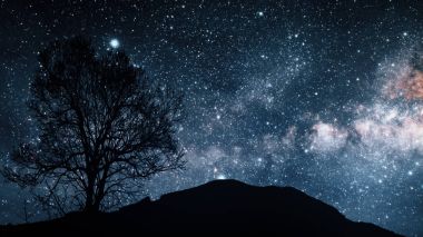 Zaman atlamalı bir yıldızlı gece 3d şekil. Nasa tarafından döşenmiş bu görüntü unsurları