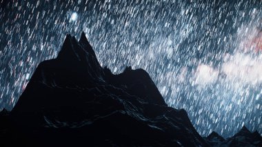 Gece gökyüzü 3d çizim arasında hareketli yıldız Samanyolu. Nasa tarafından döşenmiş bu görüntü unsurları