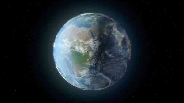 La rotación de la tierra desde el espacio 3d ilustración — Foto de Stock