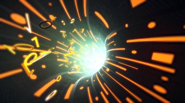 İkili kod uçar tel Internet kablolar 3d çizim