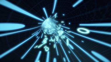 İkili kod uçar tel Internet kablolar 3d çizim