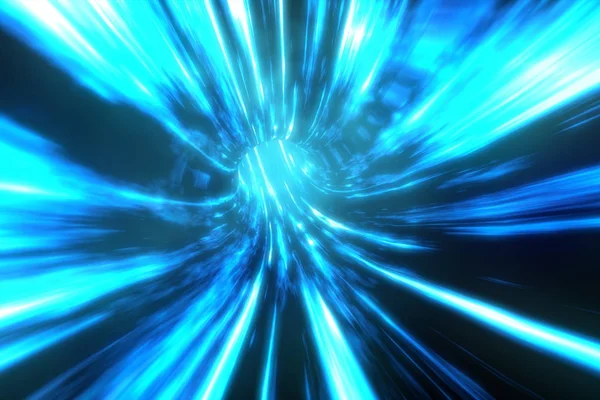Agujero a través del tiempo y el espacio. Viaje a través de este agujero de gusano de ciencia ficción a velocidad warp 3d ilustración — Foto de Stock