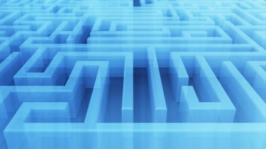 3D çizim sonsuz teknolojik şeffaf labirent. Yaratıcı soyut teknoloji başarı, pazarlama, strateji ve motivasyon iş kavramı