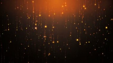 Sorunsuz soyut düşen altın parçacıkları titreşim ve siyah bir arka plan karşı ışıltı