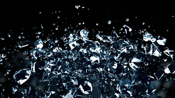 Die Zerstörung der Glaskugel in Zeitlupe auf schwarzem Hintergrund 3D-Illustration — Stockfoto
