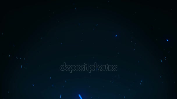 Seamless magic blue firestorm texture on black background, shot of flying fire sparks in the air — Stock Video