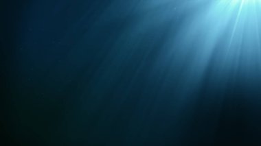 Hava kabarcıkları yukarı yüzen ve su 3d resimde parlayan güneş ile sualtı manzara