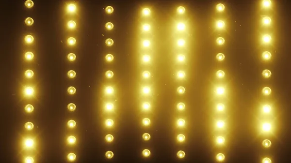 Eine Wand aus Lichtprojektoren, ein Lichtblitz 3D-Illustration — Stockfoto