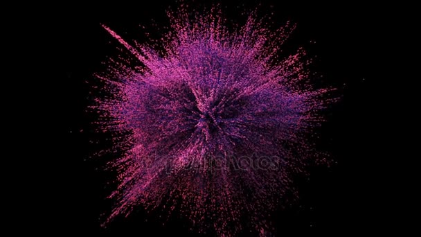 Cg animation of red powder explosion on black background. — Stock Video