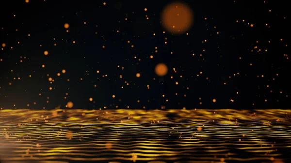 Queda partículas douradas 3d ilustração fundo — Fotografia de Stock