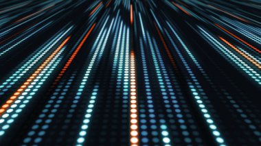 Hareketli arka plan, mavi ve turuncu ışık çizgileri 3d illüstrasyon soyut