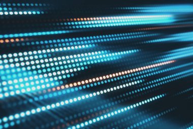 Hareketli arka plan, mavi ve turuncu ışık çizgileri 3d illüstrasyon soyut