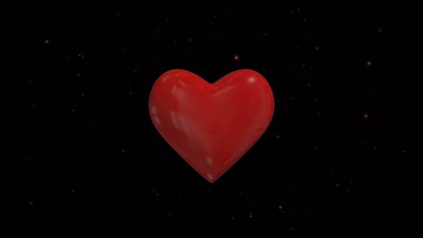 Seamless heartbeat and rotation 3d heart on a dark background — Stock Video