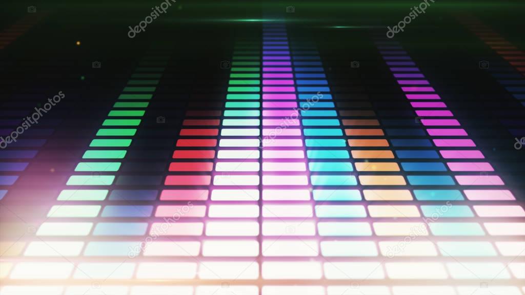 Coloprful audio equalizer background, music control levels 3d illustration