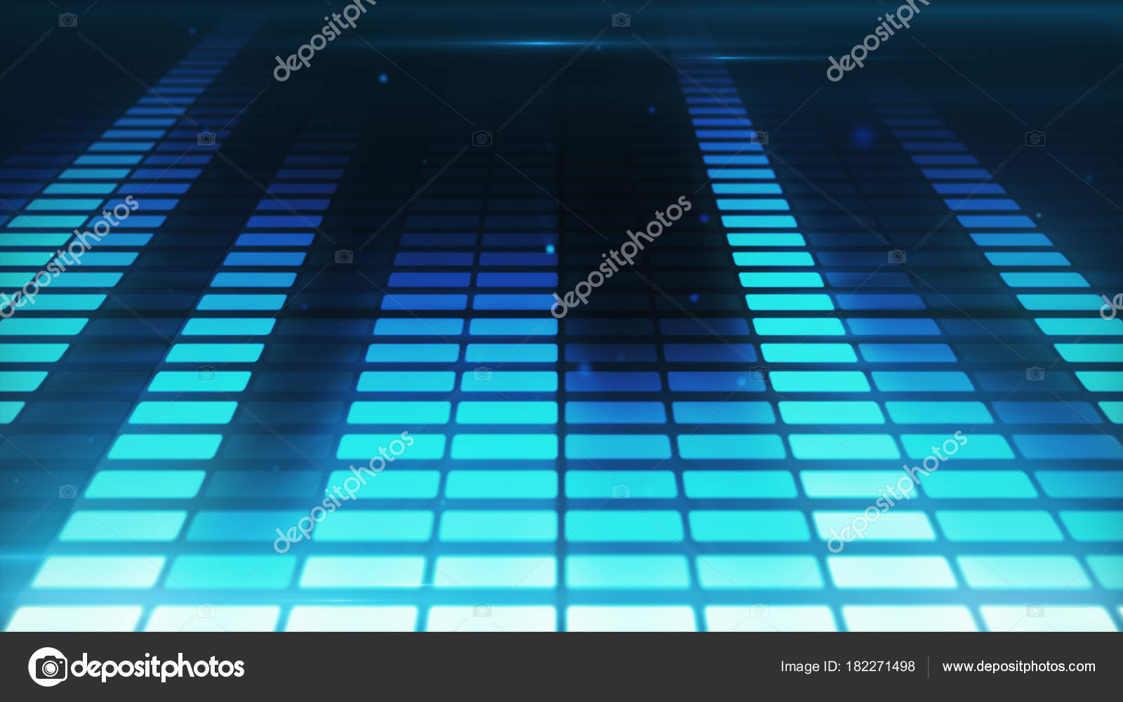 Music control levels in blue color bars. Audio equalizer bars moving. More options in my