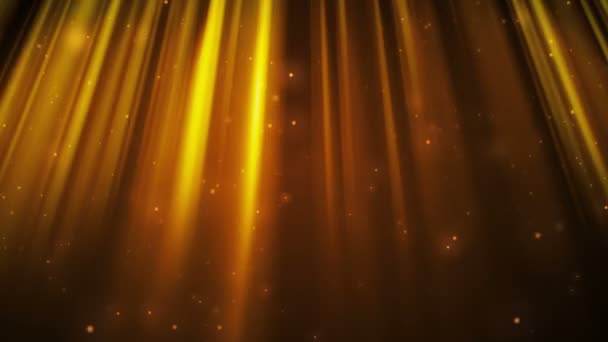 Бесшовный фон с золотыми лучами света и сверкающими частицами — стоковое видео