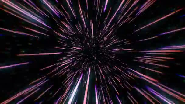 Abstracte retro kleur van warp of hyperspace beweging in blauwe ster parcours — Stockvideo