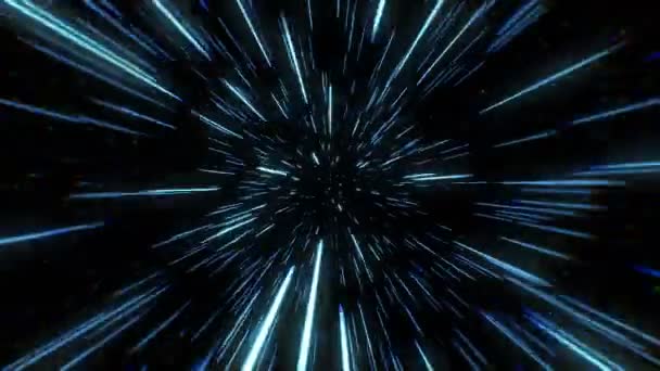 Abstract of warp or hyperspace motion in blue star trail. Exploding and expanding movement — Stock Video