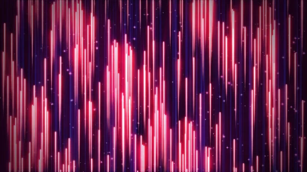3D illustration retro röd blå bakgrund av neon strålar faller nedåt — Stockfoto