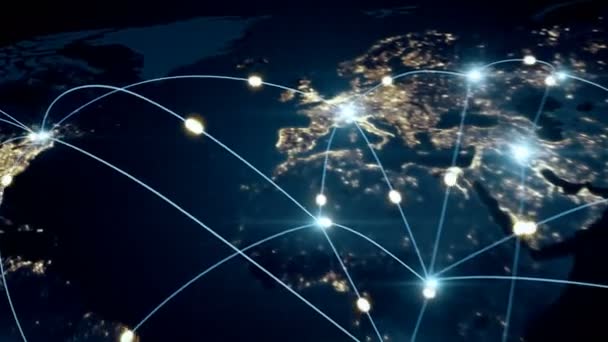 Concetto di business globale delle connessioni e del trasferimento di informazioni nel mondo — Video Stock