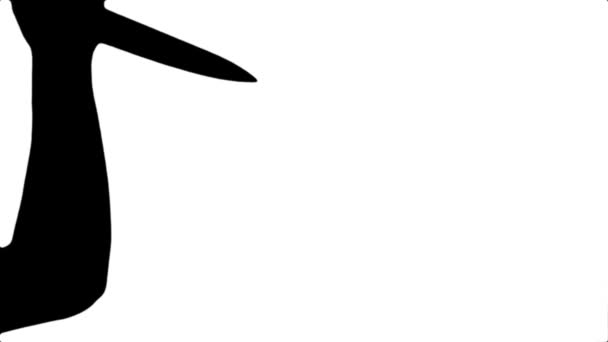 Schwarze Silhouette eines prügelnden Messers in der Hand auf weißem Hintergrund — Stockvideo