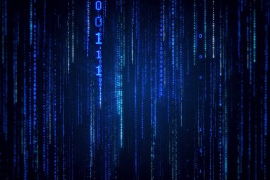 Matris stili teknolojik alan 3d resimde düşen ikili kod